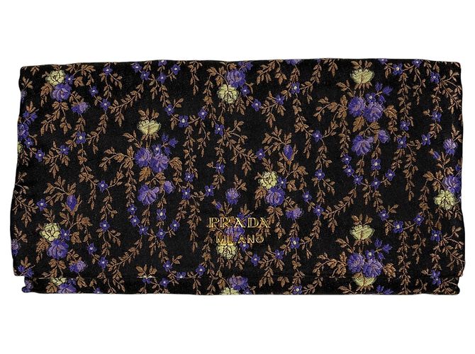 Prada Long Wallet in Black Fabric