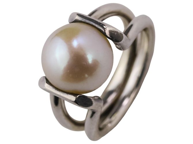 Autre Marque Tiffany HardWear Ring mit Süßwasserperlen Silber