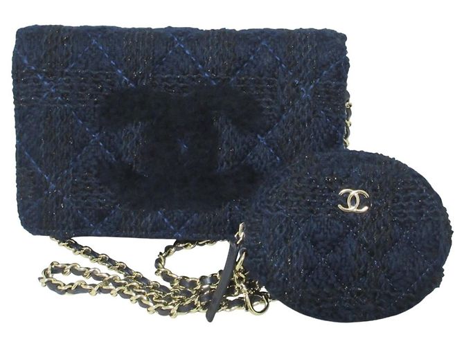 Borsa Chanel Matelassé Coco Mark con pochette Blu navy