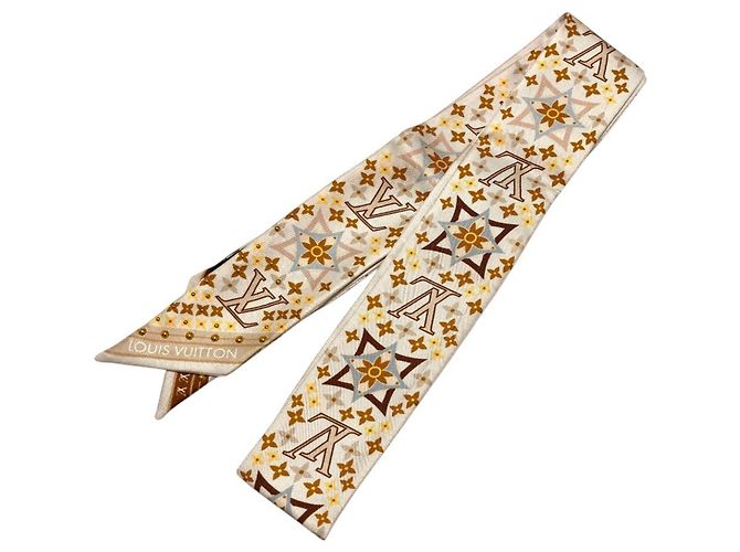 Louis Vuitton Bandeau BB Studded Narrow Scarf Marrone Beige