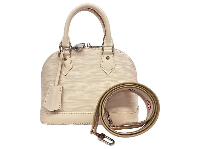 Bolsa de mão Louis Vuitton Alma BB em couro Epi Branco