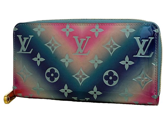 Louis Vuitton Vernis Zippy Wallet Pink Blue