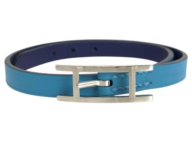 Hermès Hermes Bee Api Double Tour Charm Armband Silber Marineblau Hellblau