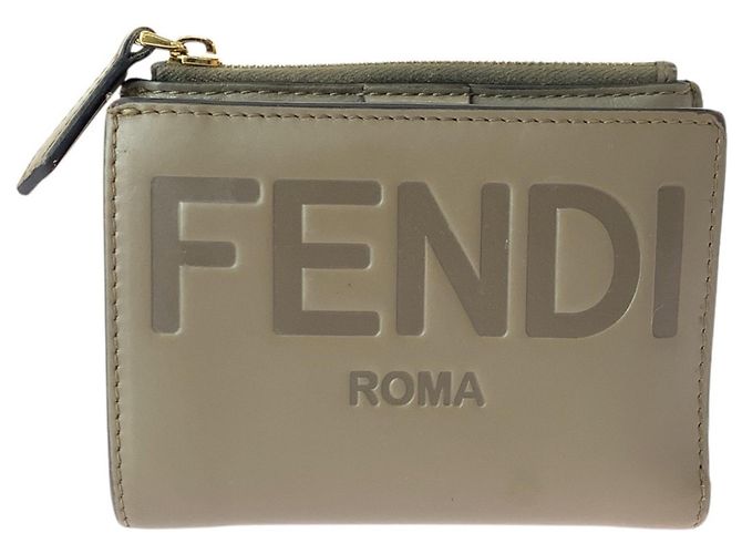 Fendi Roma Beige Leather Bi-Fold Wallet