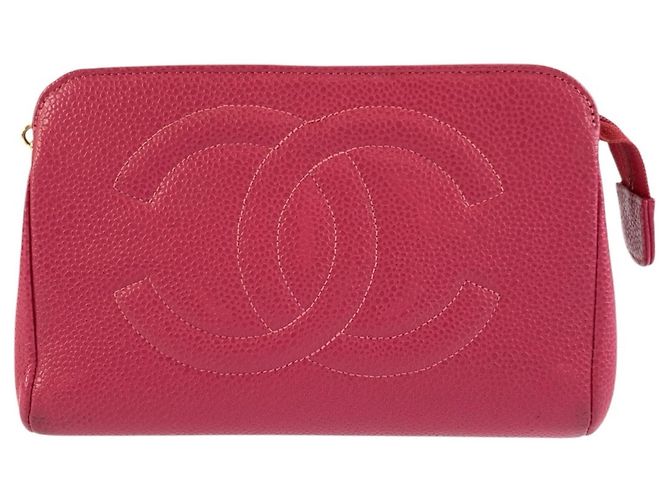 Necessaire de couro rosa Chanel Coco Mark