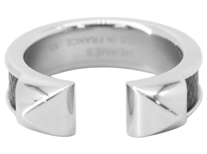 Hermès Hermes Athena Double Clou Band Ring Black