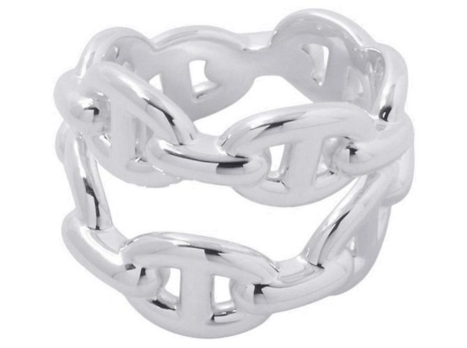 Hermès Chaine d'Ancre Enchainee Double Row Band Ring
