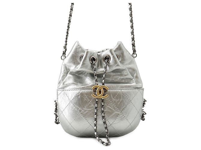 Borsa a tracolla con catena in pelle Chanel Gabrielle Argento