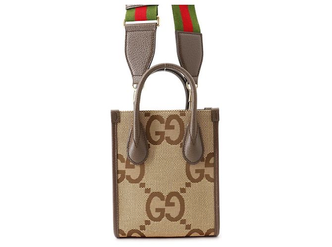 Mini Tote Bag Gucci Jumbo GG Marrom Bege