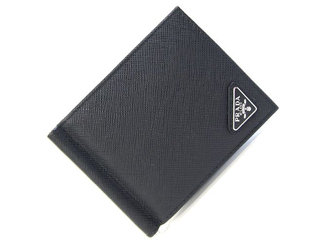 Prada Bi-fold Wallet in Black Leather