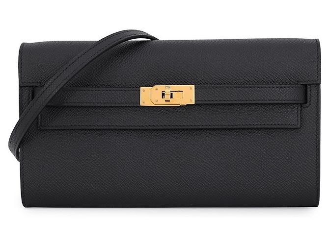 Hermès Hermes Kelly Long Wallet in Black Epsom Leather