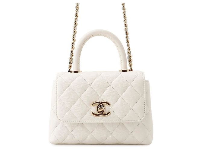 Coco Handle Mini borsa Chanel Matelassé Bianco