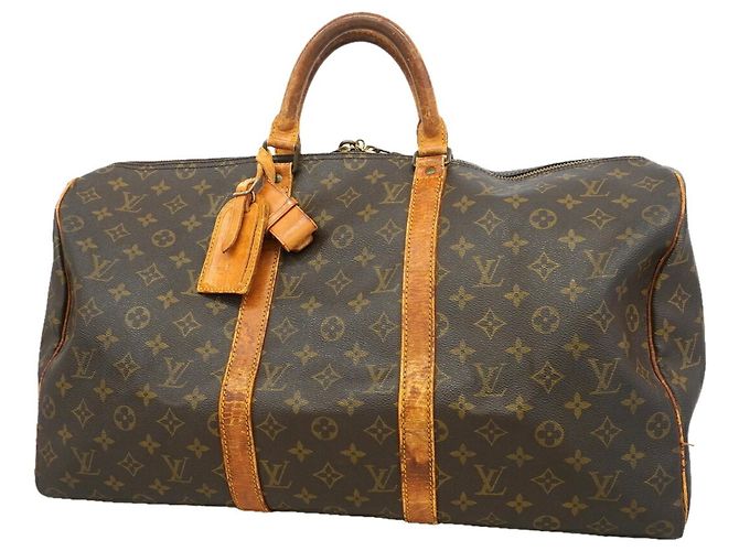 Borsa Louis Vuitton Boston Monogram Keepall 50 Marrone