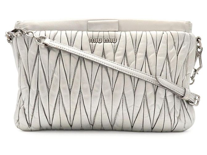 Borsa a spalla Miu Miu Matelassé Gather Argento Metallico