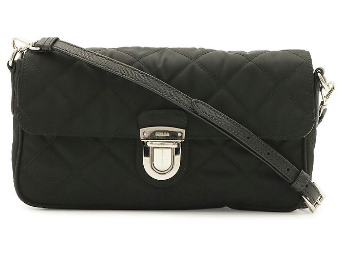 Bolsa de Ombro Prada em Nylon Acolchoado Preto