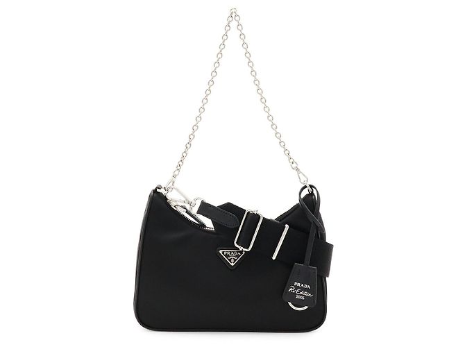 Sac à épaule à chaîne Prada Re-Edition 2005 Noir