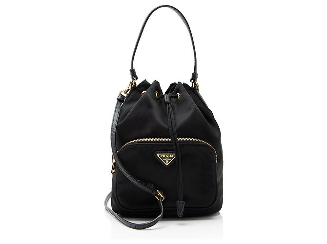 Sac seau à cordon Prada Re-Nylon Duet Noir