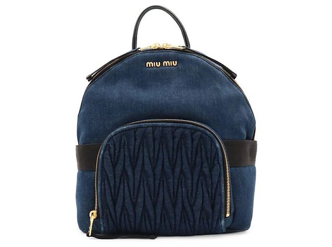 Miu Miu Denim Backpack Blue