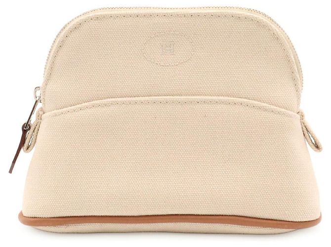 Bolsa Hermès Bolide Marrom Bege de Tecido
