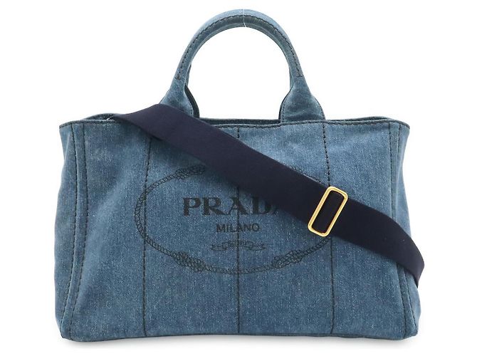Tote Sac cabas Prada Canapa Bleu