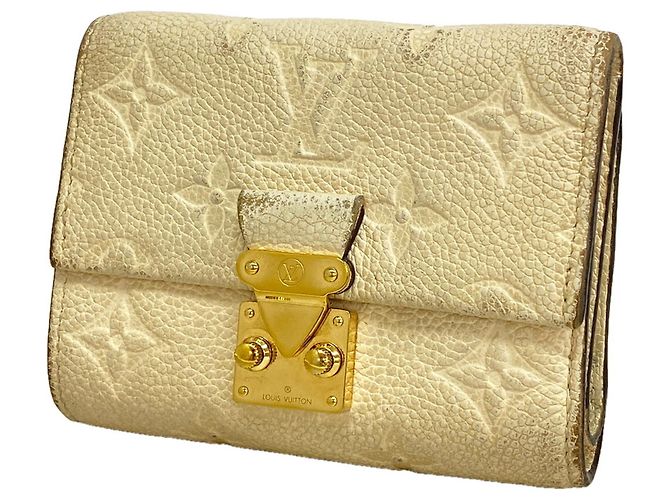 Louis Vuitton Cream Tri-fold Geldbörse Roh