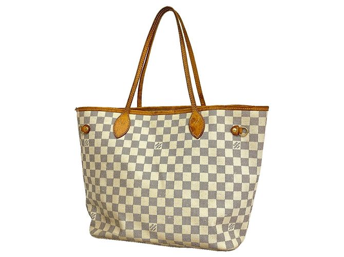 Louis Vuitton Damier Azur Neverfull MM Tote Bag Weiß