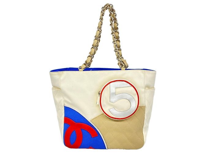 Chanel Multi-color Canvas Tote Bag Weiß Mehrfarben