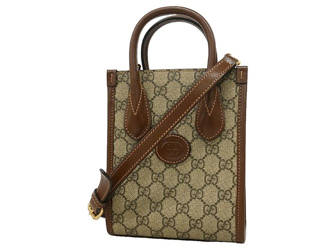 Gucci GG Supreme Interlocking G Handtasche Braun