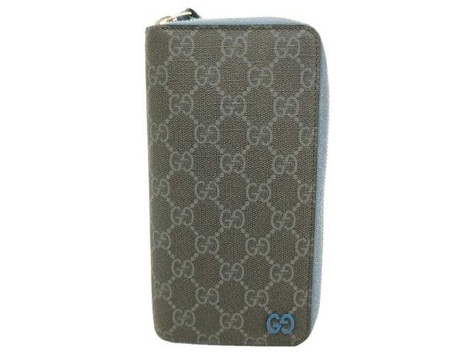 Gucci GG Supreme Long Wallet Black Blue