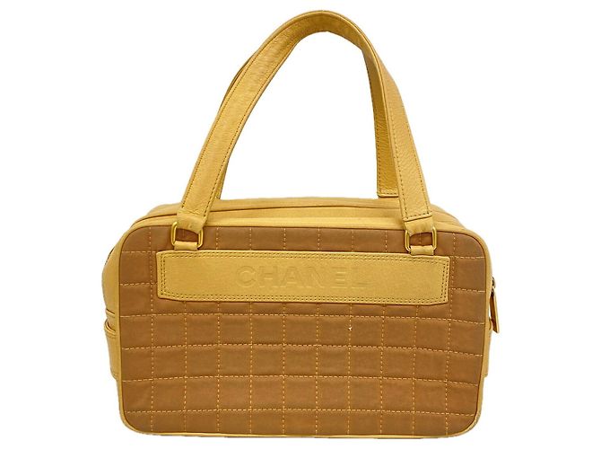 Bolsa de lona Chanel bege e castanha Marrom