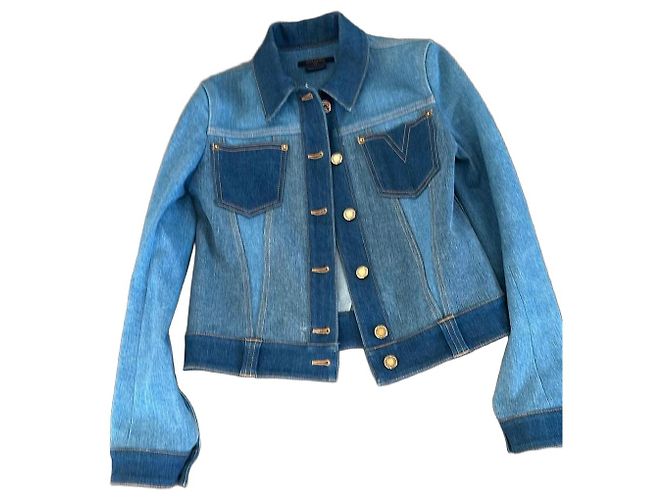 Louis Vuitton Monogram Button Denim Jacket Blue