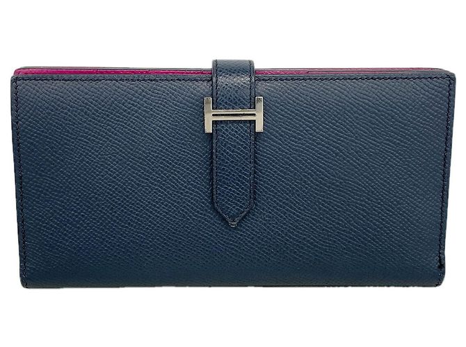Hermès Hermes Bearn Soufflet Verso Long Wallet Blue Purple
