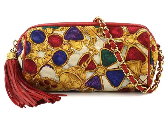Bolso de hombro Chanel Matelassé Roja Multicolor
