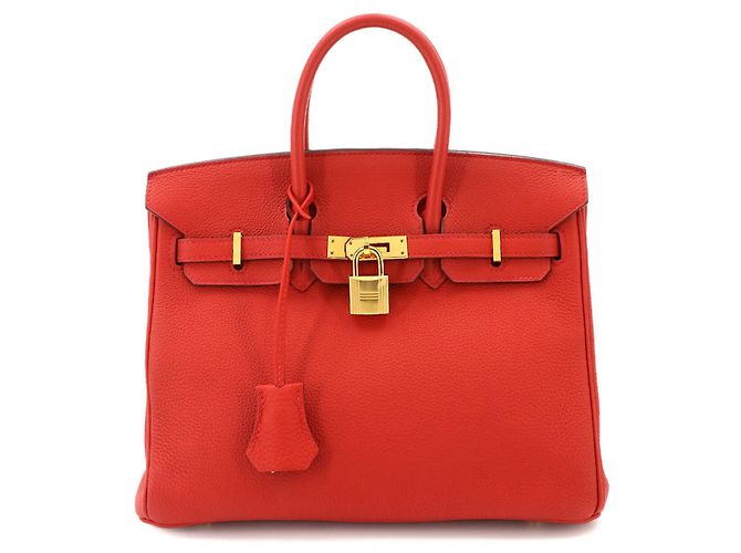 Hermès Bolsa Hermes Birkin 25 Togo Geranium Vermelho