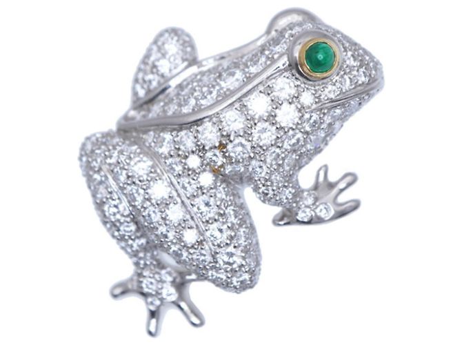Autre Marque Tiffany & Co. Nature Frosch-Brosche Silber