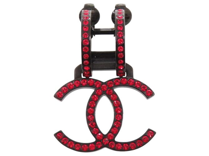 Orecchini a cerchio Chanel Coco Mark Nero Rosso