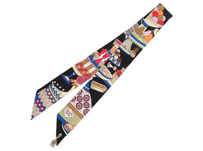 Hermès Hermes Twilly Charm 20th Anniversary Scarf Nero Blu Multicolore