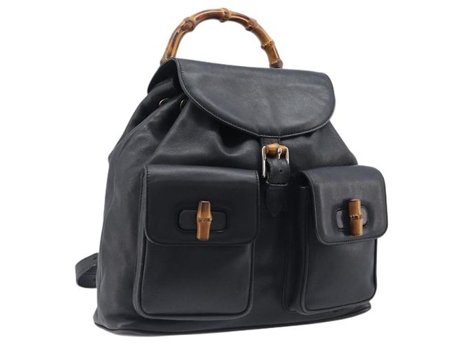 Gucci Vintage Bamboo Leather Medium Noir