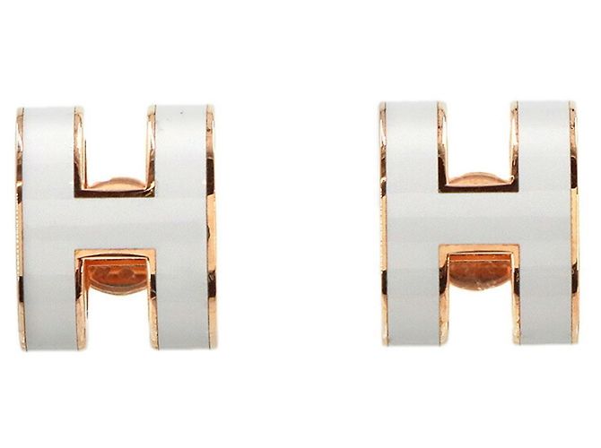 Hermès Orecchini Hermes Pop H in White e Rose Gold Bianco D'oro