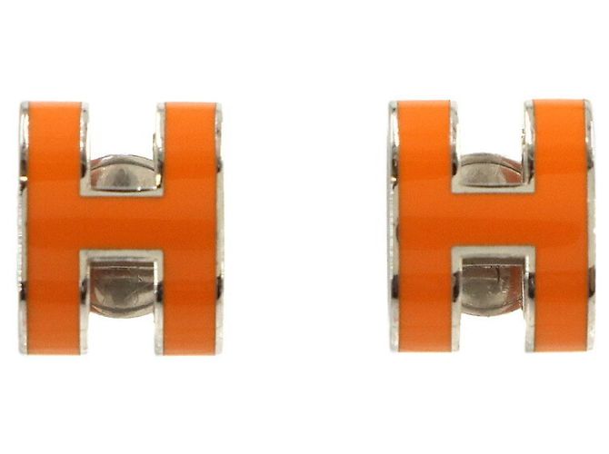 Hermès Brincos Hermes Pop H em Orange e Silver Prata Laranja