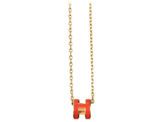 Hermès Collana Hermes Mini Pop H in Capucine e Oro D'oro