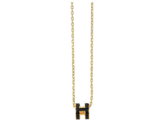 Hermès Collana Hermes Mini Pop H in Nero e Oro D'oro