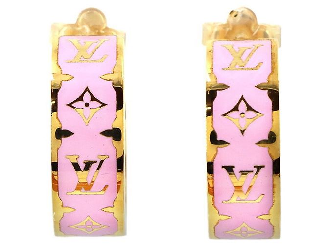 Louis Vuitton Nanogram Emaille-Ohrringe Pink Golden