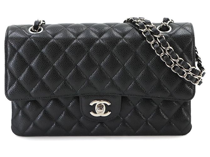 Timeless Bolsa de Ombro com Corrente Chanel Matelasse 25 Preto