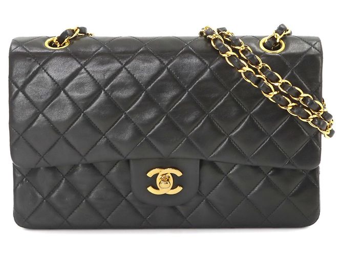 Timeless Bolsa de ombro com corrente Chanel Matelasse 25 Preto