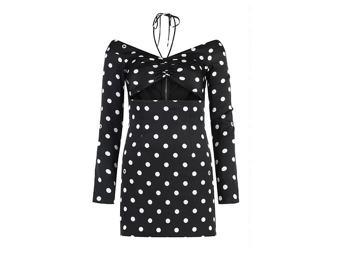 Dolce & Gabbana Seidenkleid mit Polka Dots Schwarz Weiß