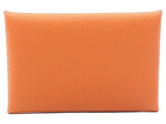Hermès Portamonete Hermes Calvi Verso D'oro Arancione