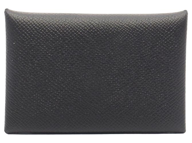 Hermès Hermes Calvi Wallet in Black Epsom Leather