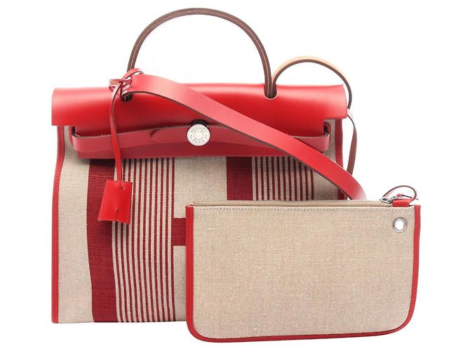 Hermès Hermes Herbag Zip PM H Vibration Handtasche Beige Bordeaux