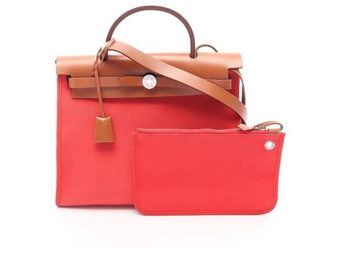 Hermès Sac à main Hermes Herbag Zip PM Marron Rose Rouge